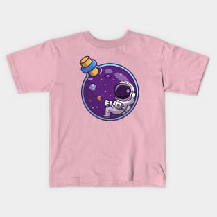 Cute Astronaut Lay In Bottle Space Cartoon Kids T-Shirt